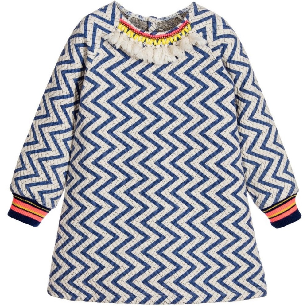 Billieblush Long Sleeve Cotton Jersey Zigzag Aztec Dress size 10